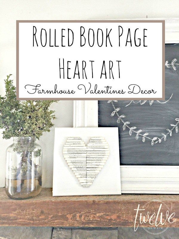 Rolled Book Page Heart Art that is a fresh take on some Valentine's Day Decor! 