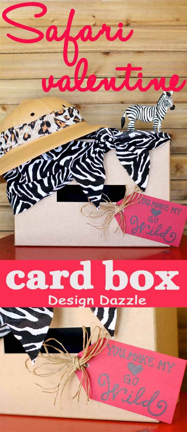 Darling simple Safari Valentines Card box to make with your kids! Free printable by Design Dazzle.