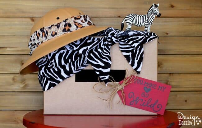 Darling simple Safari Valentines Card box to make with your kids! Free printable by Design Dazzle.