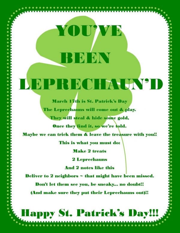 You've been Leprechauned free printables for St. Patrick's Day.