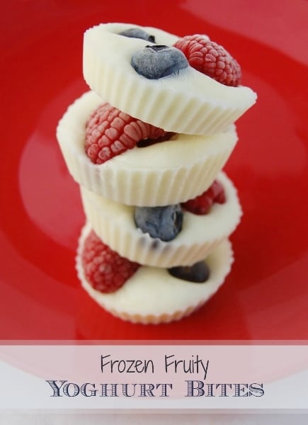 Easy to make Frozen Fruity Yogurt Bites. Great healthy snack for that afternoon slump!