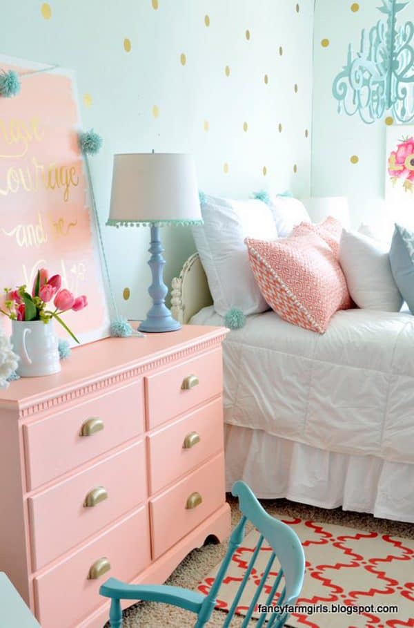 Polka Dot Bedrooms for Kids: Gorgeous Turquoise Polka Dot Room for a kids bedroom! I love this design by House of Turquoise!