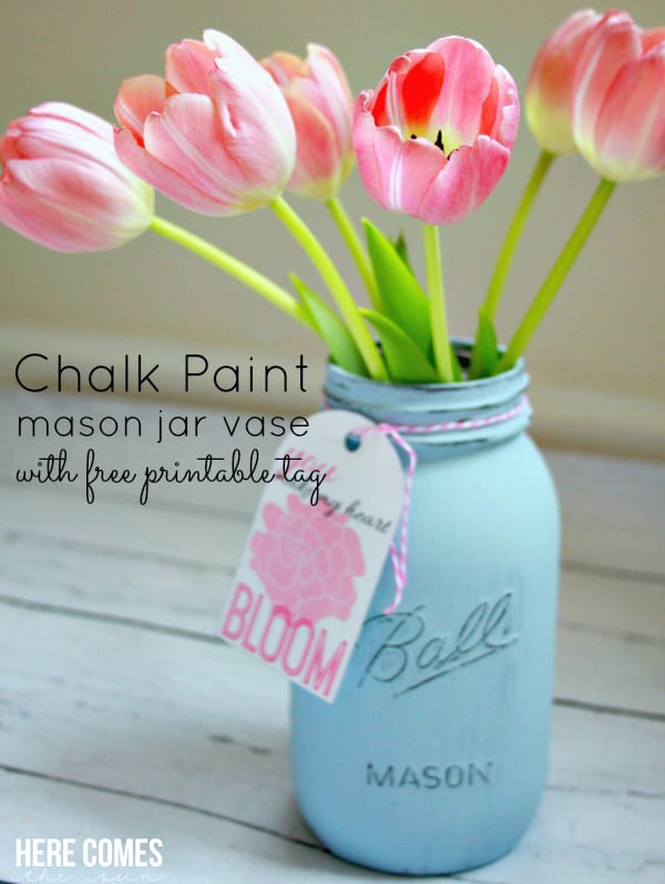 Chalk-Painted Mason Jar Vase