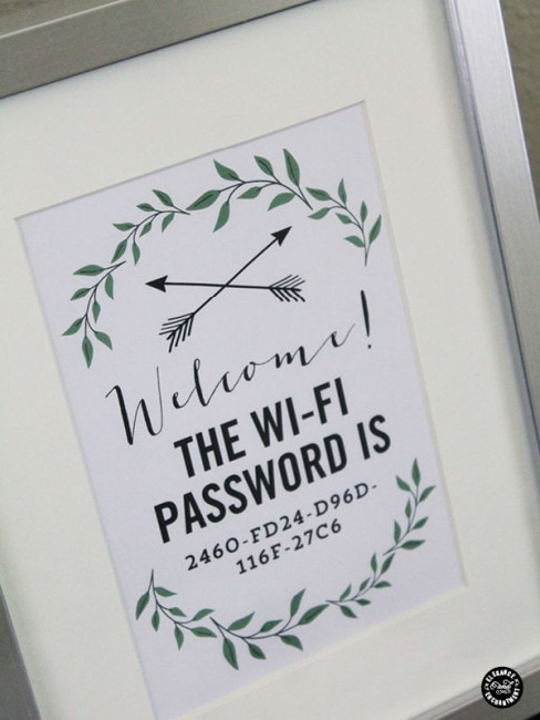 Guest WIFI password for the Guest Room! Genius Guest Room Ideas!