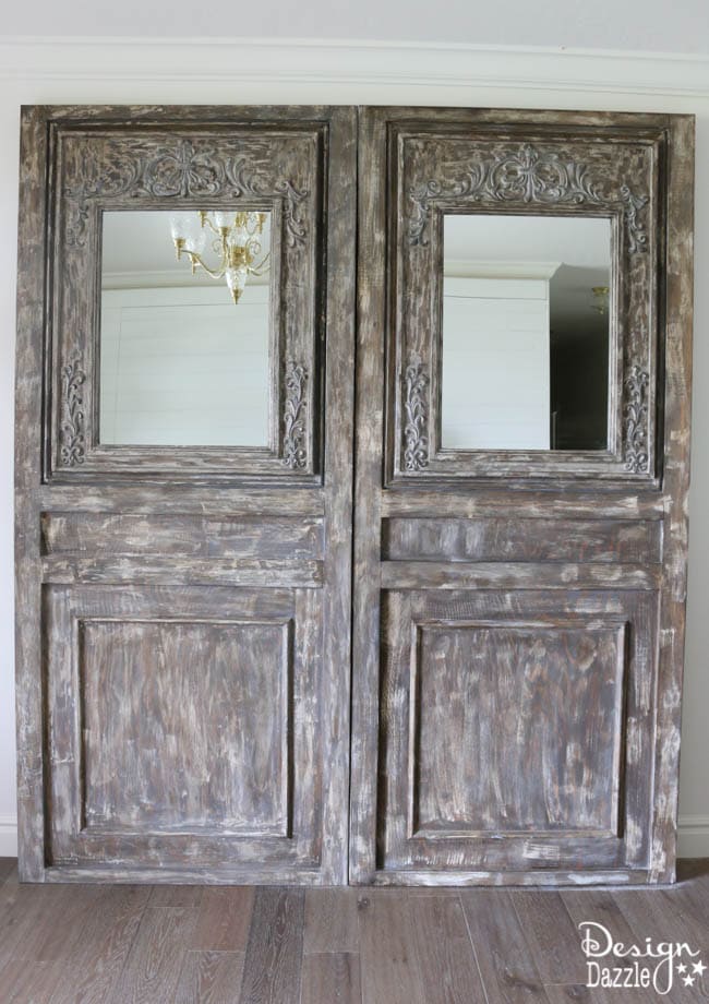 How To Make Vintage "Old" Doors From New Wood. I created these "old" doors using mirrors and new wood. I give step by step instructions on how to create these. Design Dazzle 
