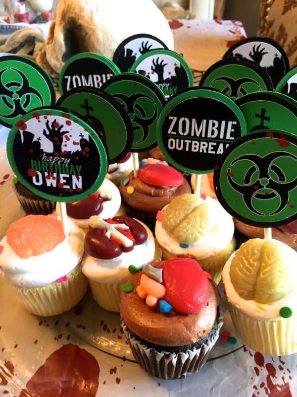 zombie party cupcake toppers