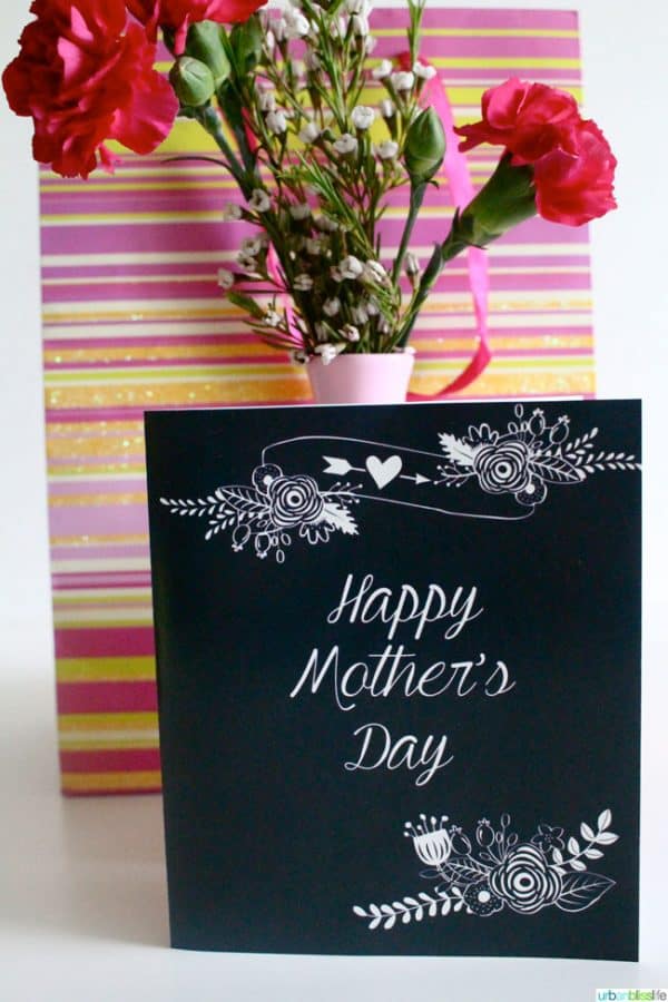 Mother's Day Chalk Floral Cards to print for Mom.