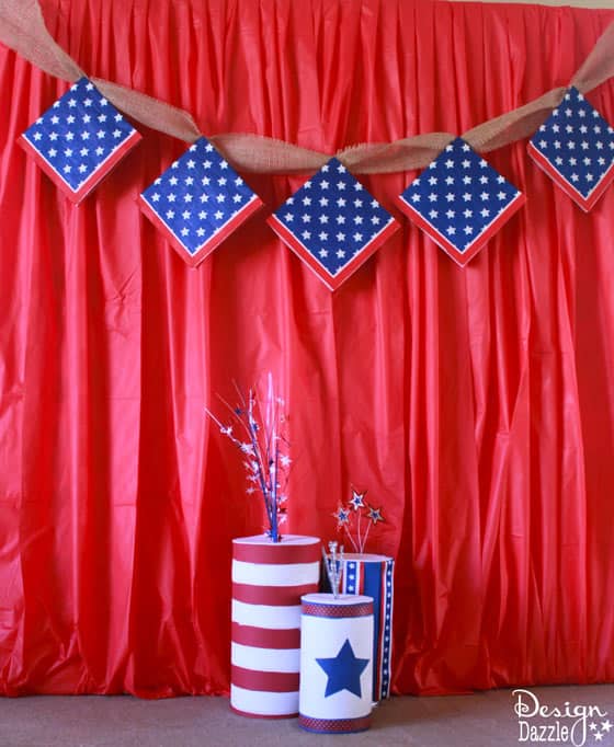 The 10 minute Fourth of July backdrop that costs about $5 bucks. Easy Peasy decorating idea for any party. | Design Dazzle