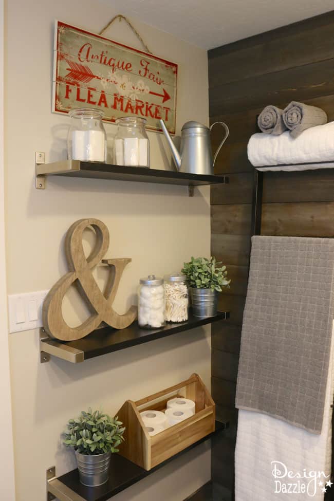  Farmhouse bathroom IKEA style! There is just something about a farmhouse that is homey and inviting. Majority of the decorations used is from IKEA | Design Dazzle