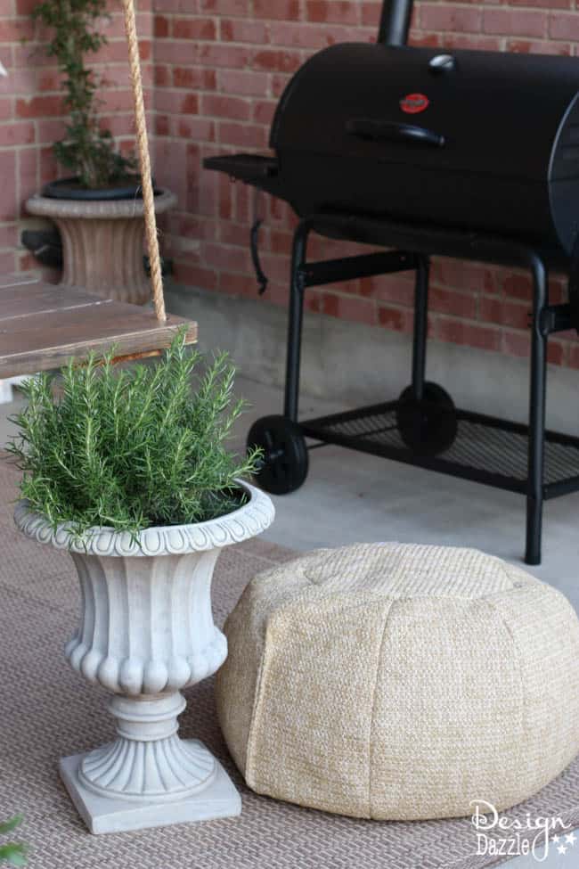 I created this hanging table along with the wood beam chandelier for the Home Depot Patio Challenge. How-to on the blog | Design Dazzle