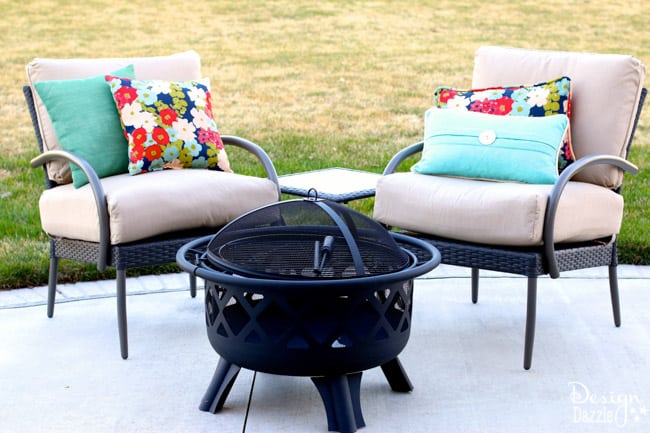 I created this hanging table along with the wood beam chandelier for the Home Depot Patio Challenge. How-to on the blog | Design Dazzle