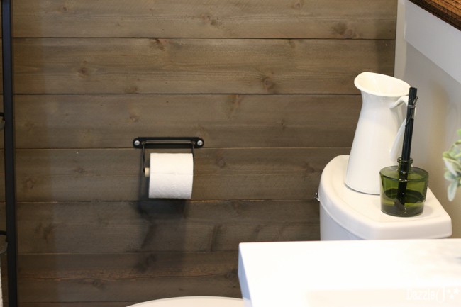 Create A Weathered Rustic Wood Wall With New Wood for a Farmhouse Modern Bathroom|Design Dazzle