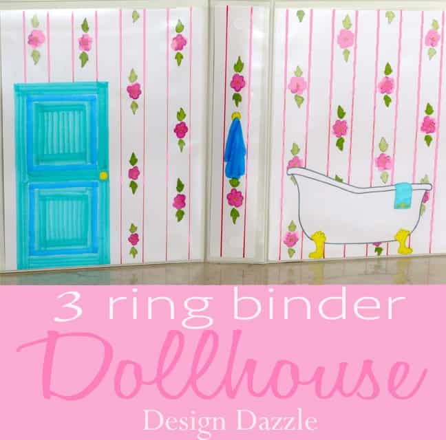 Free Printables for 3 Ring Binder Dollhouse. Easy activity for kids to create their own dollhouse using our printables. Great project for traveling. | Design Dazzle