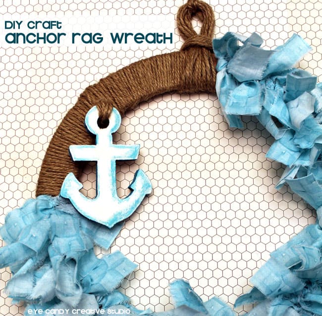 Gorgeous DIY Anchor Rag Wreath! Beautiful summer time wreath!