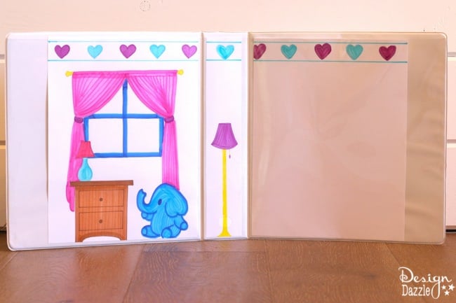 Free Printables for 3 Ring Binder Dollhouse. Easy activity for kids to create their own dollhouse using our printables. Great project for traveling. | Design Dazzle