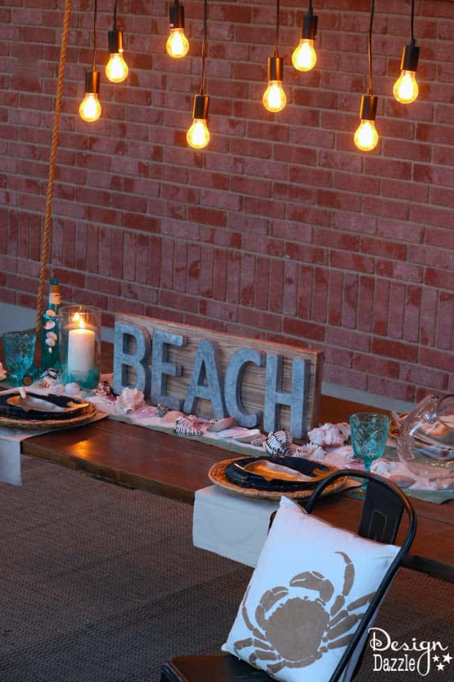 Beach Tablescape Summer Celebration. How to set a beach tablescape! Make a wish upon a starfish free printable! Design Dazzle