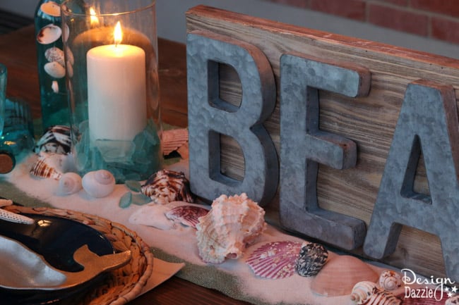 Beach Tablescape Summer Celebration. How to set a beach tablescape! Make a wish upon a starfish free printable! Design Dazzle