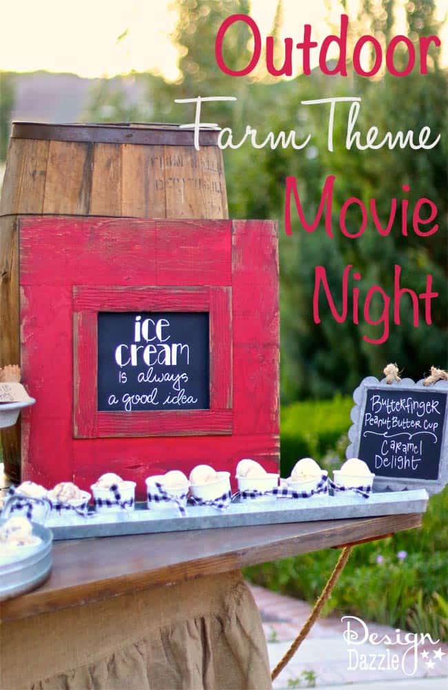 Ideas for hosting an outdoor movie night! Step by step tutorial on how to set a darling farm theme refreshment table | Design Dazzle