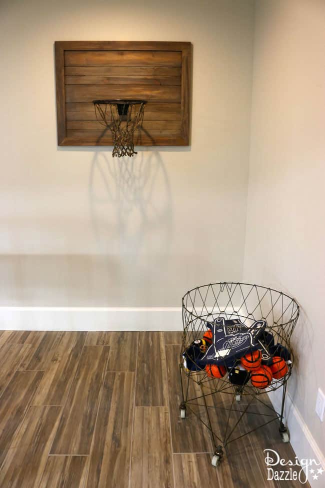 This unique indoor basketball hoop matches this contemporary home's decor - Click for full tour! | Design Dazzle