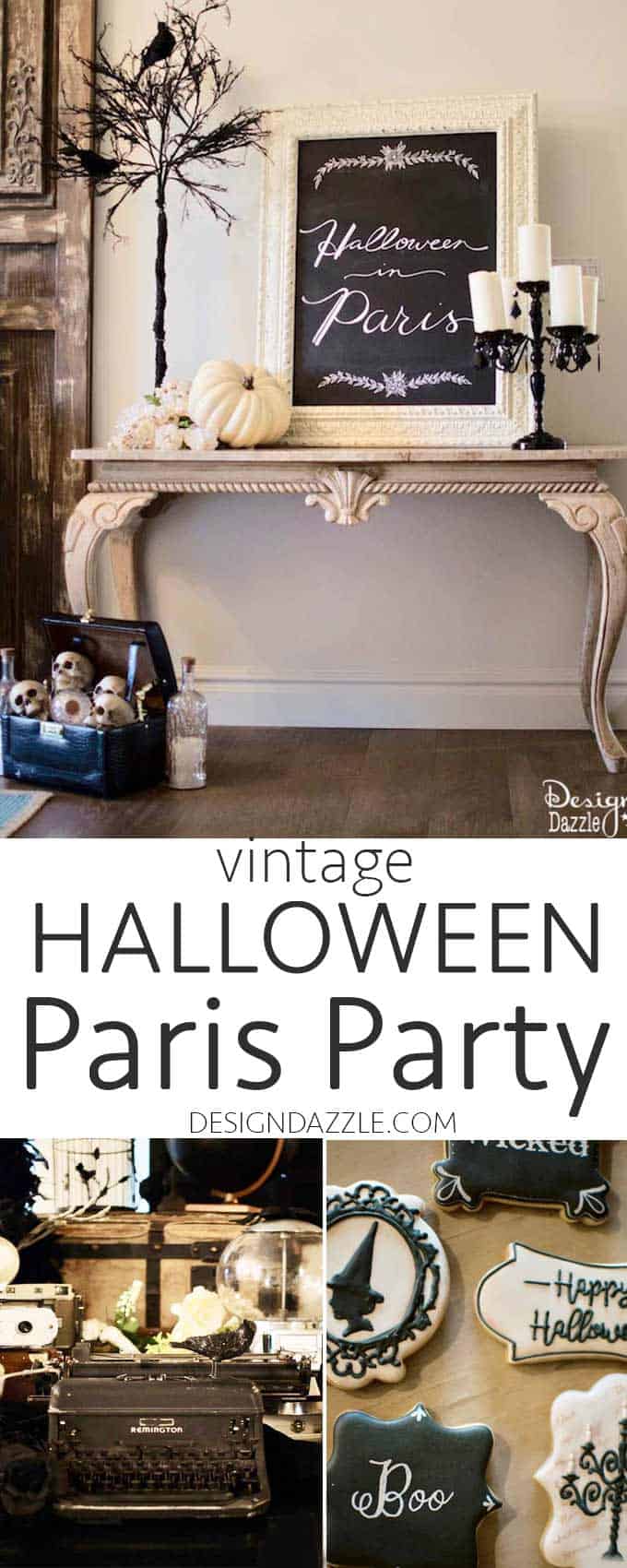 Halloween in Paris themed party with mostly things you can create yourself! | DIY halloween parties | halloween party ideas | halloween decorating tips | how to host a halloween party | halloween party themes | adult halloween parties | vintage halloween party | halloween decorating tips || Design Dazzle