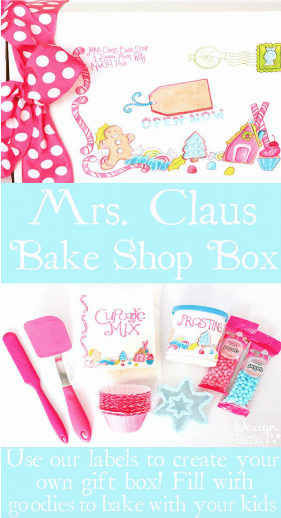 Mrs. Claus Bake Shop Box | Christmas Printables Set | printables for Christmas | Christmas fun | Christmas decor | decorating for Christmas || Design Dazzle #christmasprintables 