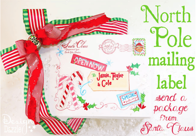 North Pole Mailing Label | Christmas Printables Set | printables for Christmas | Christmas fun | Christmas decor | decorating for Christmas || Design Dazzle #christmasprintables 