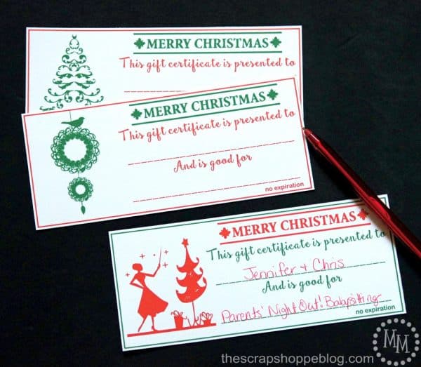 Need a last minute Christmas gift idea with meaning? Try these printable Christmas gift certificates!