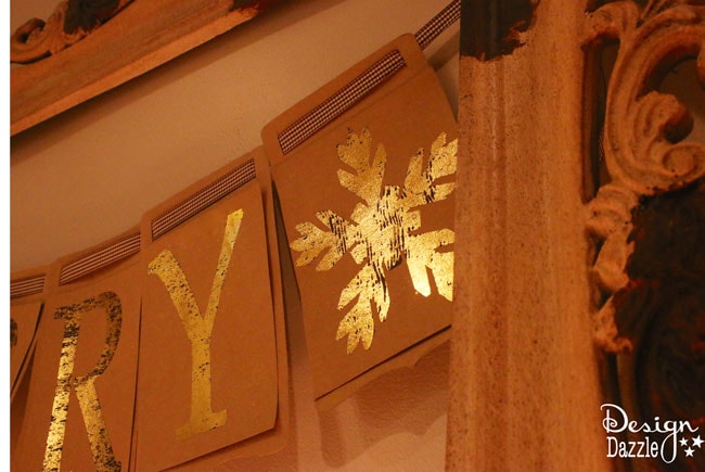 Gold Foil Merry Banner is the perfect addition to your Christmas decor this year. So easy you can make it in an afternoon.