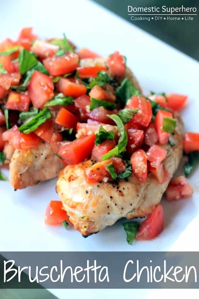 9 Deliciously Healthy recipes for the New Year! Bruschetta Chicken that is mouth watering! #healthyrecipess | Design Dazzle