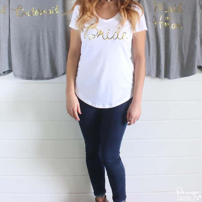 DIY Gold Foil Bridal T-Shirts Using The Cricut | Design Dazzle