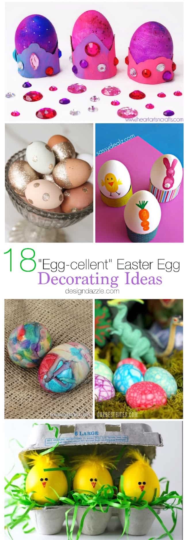 18 "egg-cellent" Easter egg decorating ideas that are absolutely creative and fun! Many of these ideas you probably have the supplies for right now. | Design Dazzle