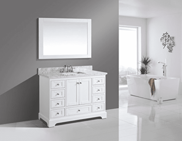 This post includes 20 trendy, stylish, and fun bathroom vanities of many different sizes and designs to fit any bathroom and decor style! | Design Dazzle