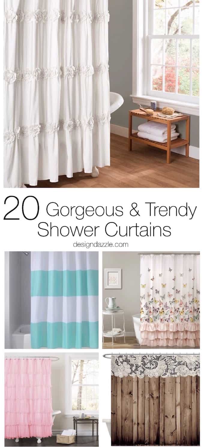 All 20 of these shower curtains are not only gorgeous but trendy too! You will find many different styles of shower curtains to fit anyones decor needs. | Design Dazzle