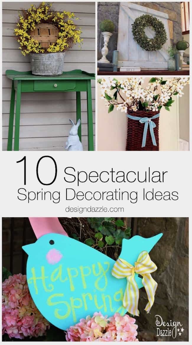 Spring decorating ideas, from a centerpiece to a front porch or mantle display, I've rounded up so many cute ideas that will make your home ready for spring! | Design Dazzle