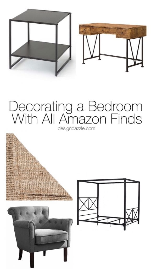 This post shows how to create white planked walls + completely decorate a whole guest bedroom with decor and furniture you can find on Amazon! | Design Dazzle