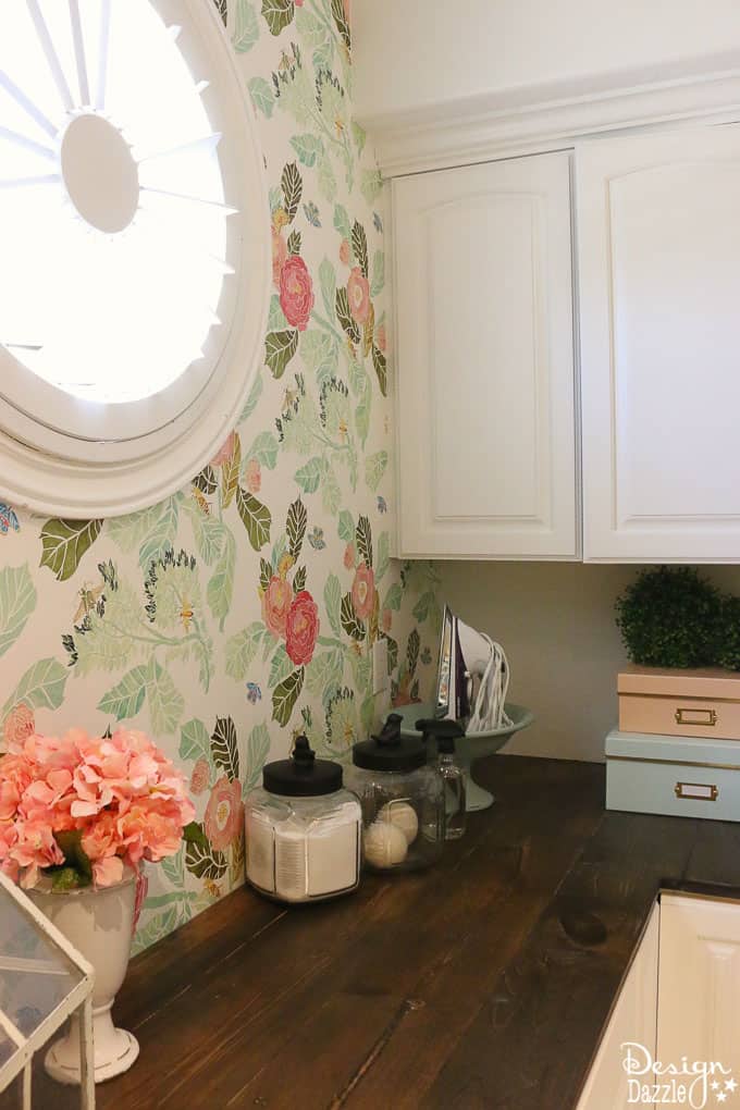 This post shows how I decorated with functional, practical, and organized decor in my Laundry Pantry Room combo. An organized laundry room is so important! | Design Dazzle