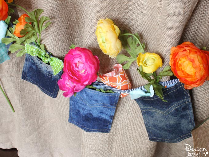 Create a flower banner with denim pockets!  | Design Dazzle