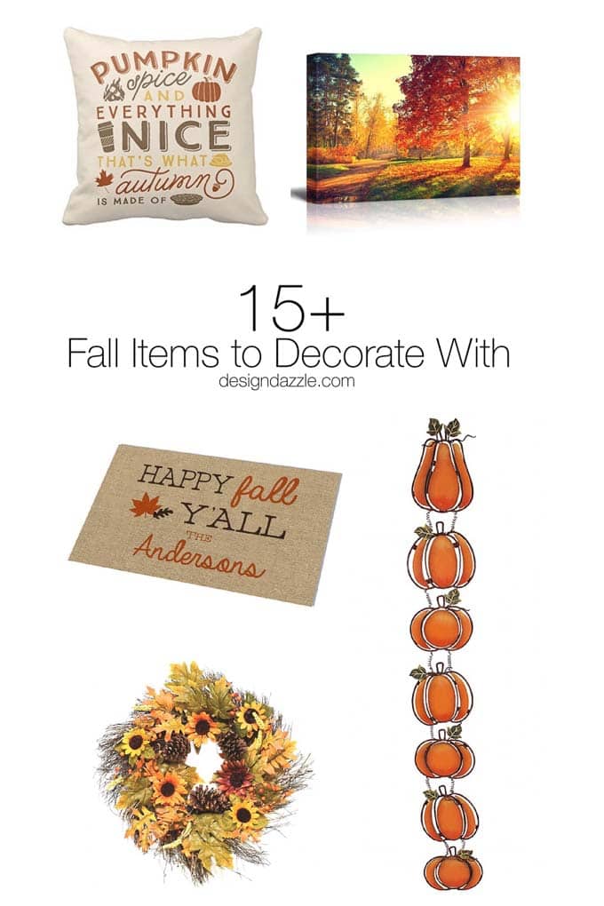 This post has 15+ fall items to decorate with! Add a little bit of fall into every room of your house without putting much work or effort into it! | Design Dazzle