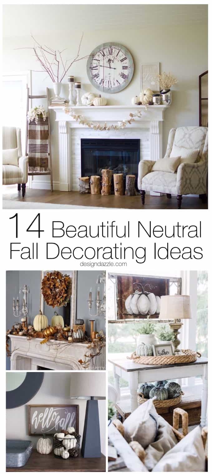 14 beautiful examples of using a neutral color palette to warm up your home for fall! Gorgeous DIY Fall decor ideas will make your living room so cozy! #neutrallivingroom #neutralfalldecor #fall #neutraldecor || Design Dazzle