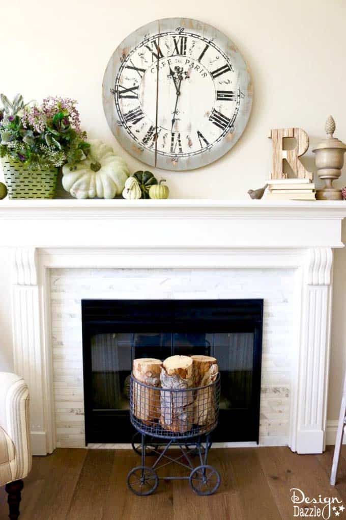 Create a unique fall mantel with incorporating beautiful and fun fall colors like greens, plums, lavender, blues, and sage. | decorating for fall | fall home decor tips | fall home decor ideas | fall decorating tips | fall mantel decor ideas | how to decorate a fall mantel || Design Dazzle