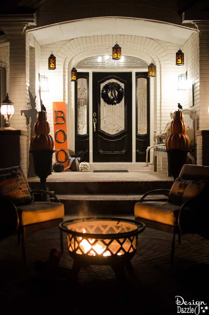 Home Depot's Halloween Style Challenge for my front porch! Fabulous DIY Halloween outdoor decor that includes a fire breathing dragon! #Halloween #halloweendecorations #frontporchideas || Design Dazzle 