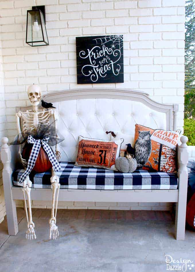 Home Depot's Halloween Style Challenge for my front porch! Fabulous DIY Halloween outdoor decor that includes a fire breathing dragon! #Halloween #halloweendecorations #frontporchideas || Design Dazzle 