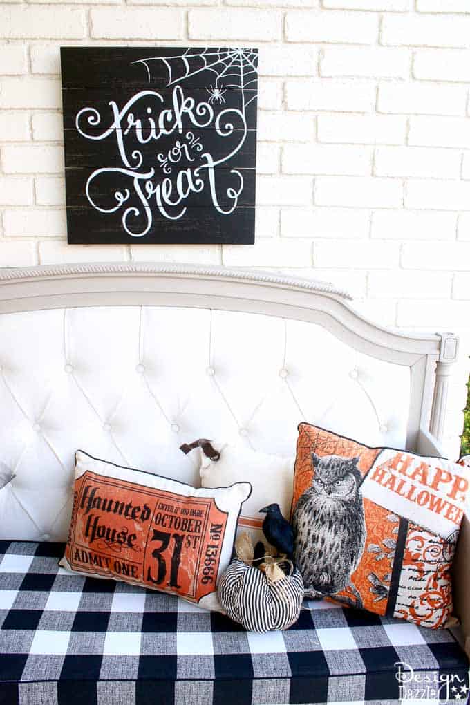 Home Depot's Halloween Style Challenge for my front porch! Fabulous DIY Halloween outdoor decor that includes a fire breathing dragon! #Halloween #halloweendecorations #frontporchideas || Design Dazzle 
