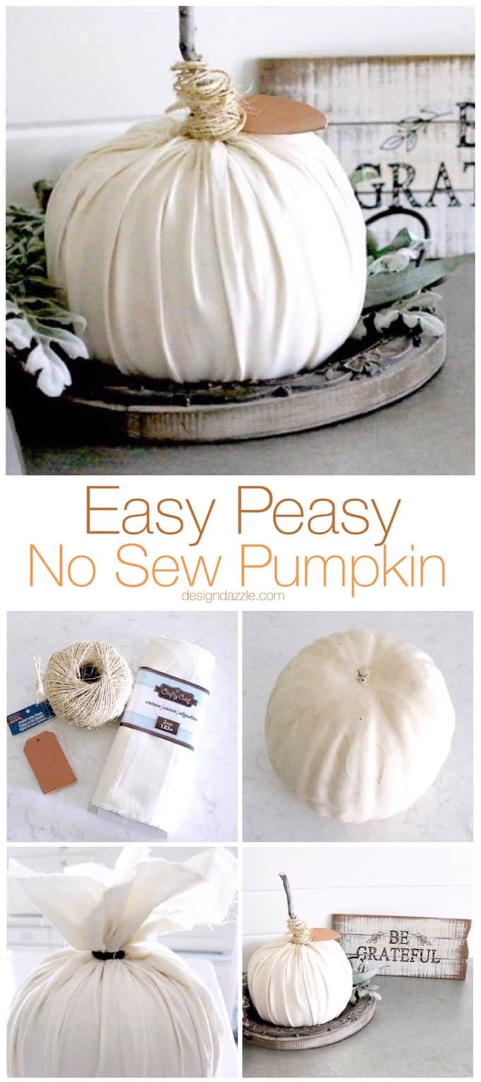 Easy peasy is the name of the game with this no sew pumpkin. This is so simple that even kids would enjoy making these pumpkins with you! | DIY pumpkin tutorial | fall inspired DIY ideas | pumpkin DIY | no sew pumpkin tutorial | how to make a no sew pumpkin | simple fall DIY decor | fall home decor ideas | decorating for fall || Design Dazzle