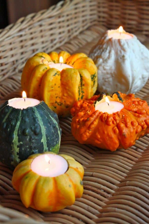 Pumpkins and Gourds are so versatile! Here are thirteen great ideas for working these fall harvest items into your everyday home decor! | fall home decor | pumpkin home decor ideas | how to decorate with pumpkins and gourds | fall pumpkin decor | decorating for fall | home decor ideas for fall | fall inspired home decor || Design Dazzle