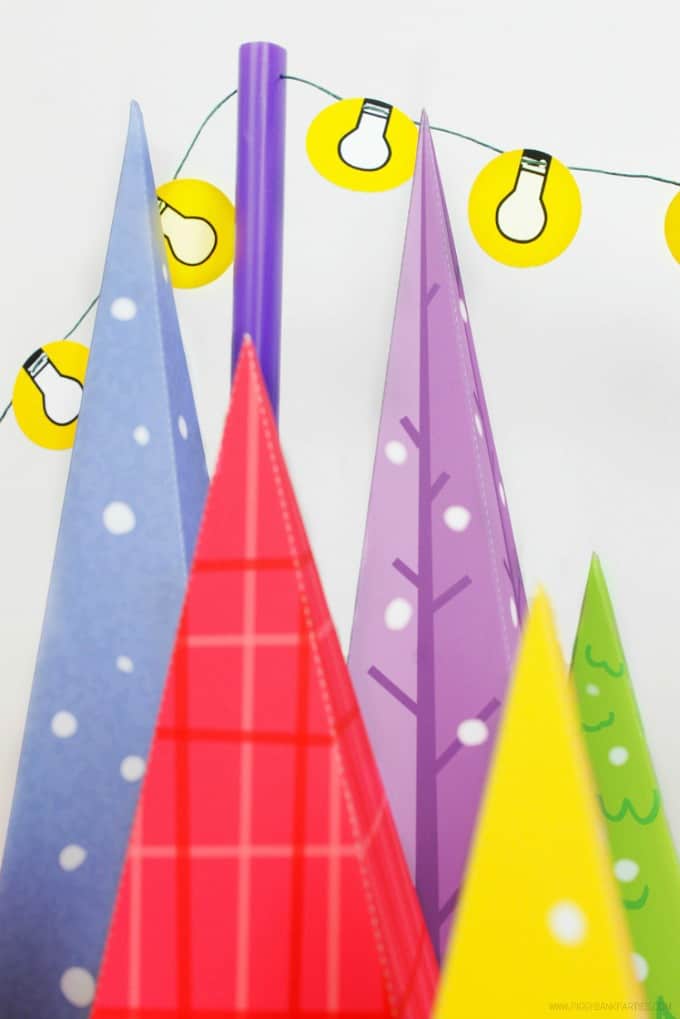 Colorful Christmas Tree Lot Free Download by Piggy Bank Parties | diy christmas decor | diy holiday decor | decorating for the holidays | decorating for christmas | paper christmas tree || Design Dazzle #paperchristmastree #diychristmasdecor #diyholidaydecor