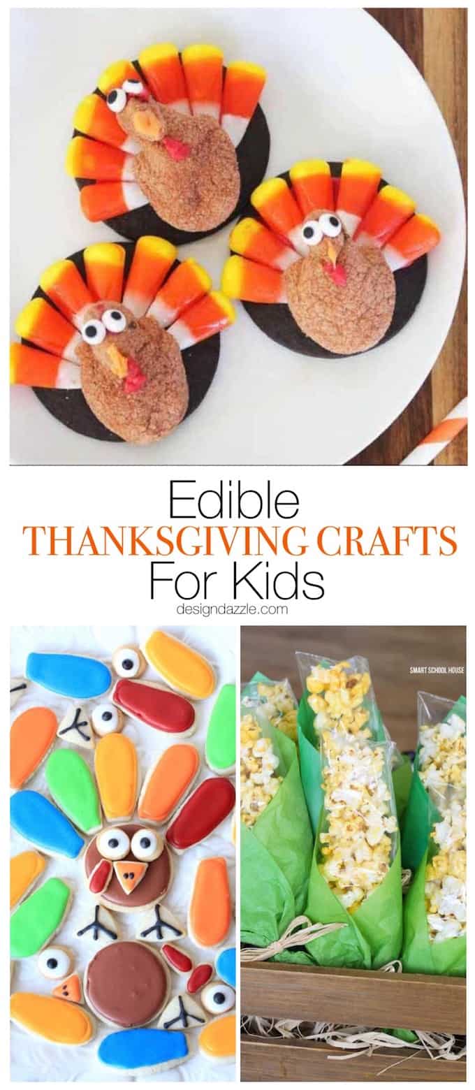 These 17 edible Thanksgiving crafts for kids are the perfect way to keep your kiddos entertained during all of the Thanksgiving festivities! #thanksgiving #thanksgivingcrafts | Design Dazzle