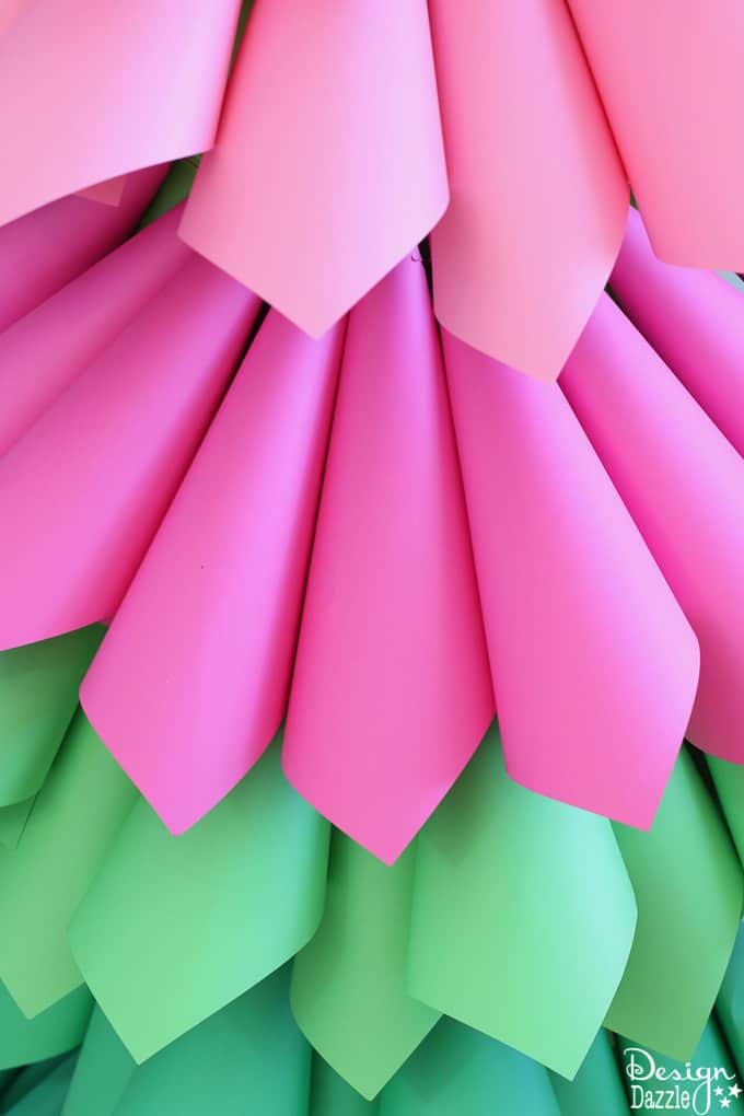 Design Dazzle shows you how to make a paper cone Christmas tree for the perfect Grinch party. Grinch Paper Cone Christmas Tree | grinch holiday decorations | grinch party decor | grinch inspired holiday party | diy grinch decor || Design Dazzle #grinchtree #grinchdecor #grinchparty