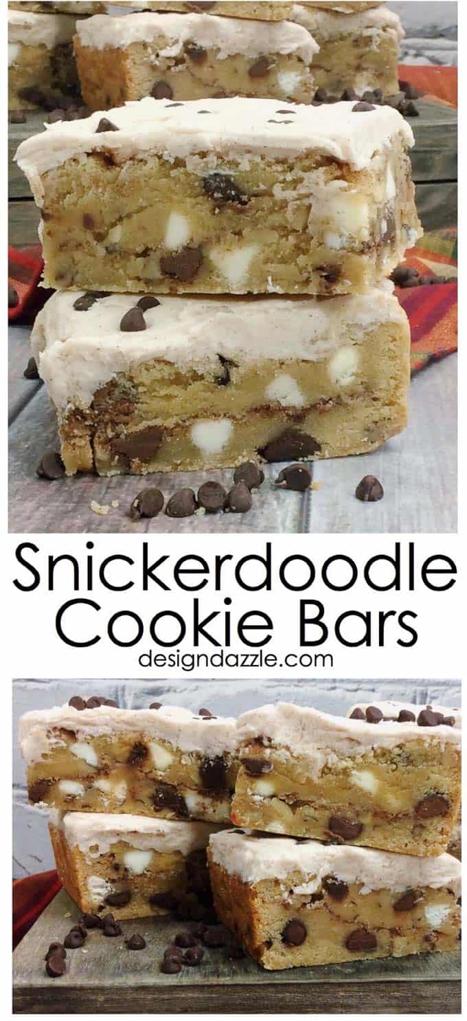 These Snickerdoodle Cookie Bars are a delightful and easy twist on the regular snickerdoodles cookie recipe. You just might find that you like these even more! | Design Dazzle