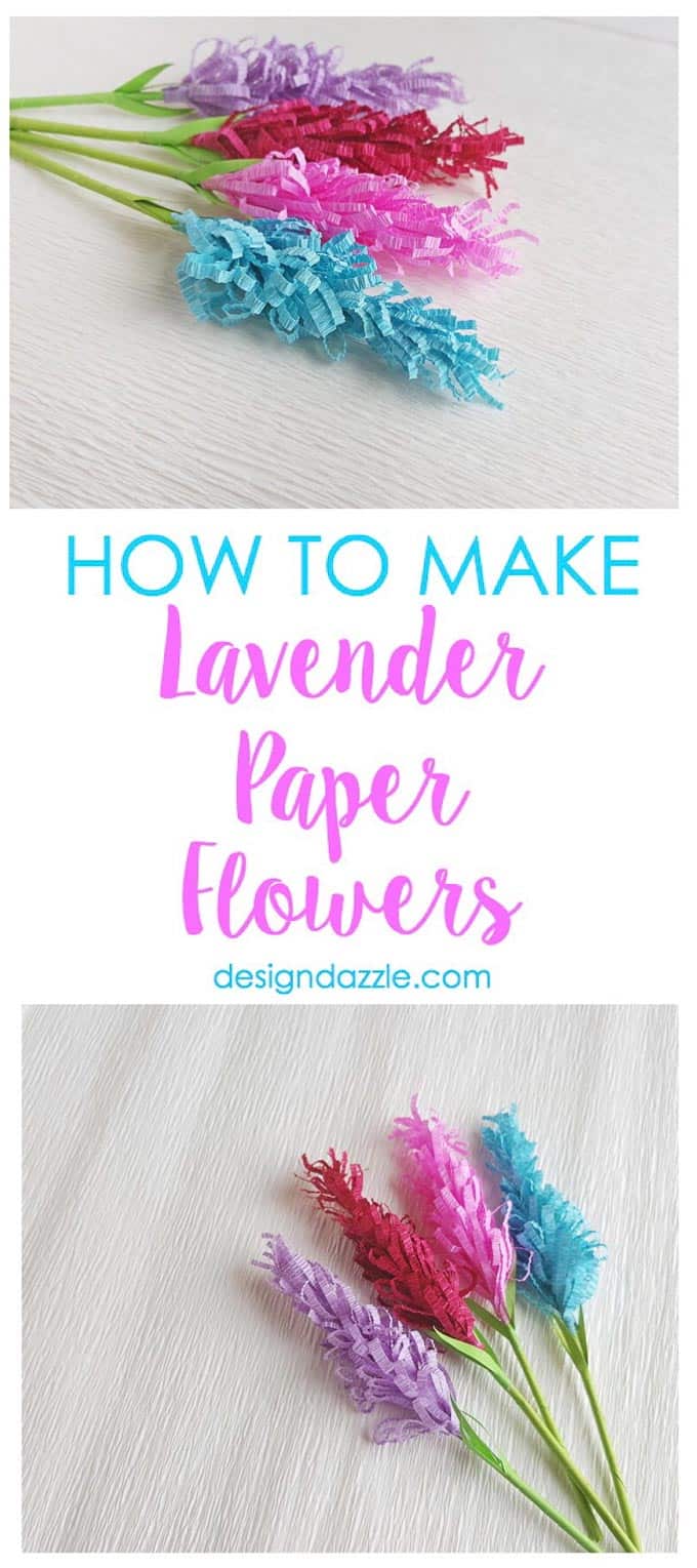 If you are looking for an extremely fun craft to do with the kiddos or even a gorgeous addition to your home or party decor, these lavender paper flowers would be perfect! This post even includes a free template! | Design Dazzle